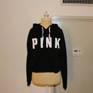 PINK Black Cropped Hoodie